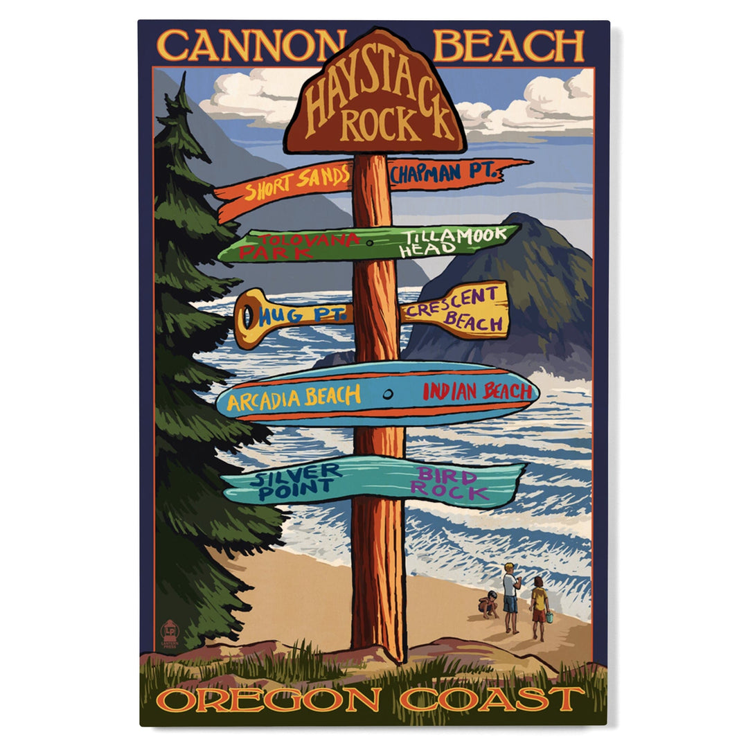 Cannon Beach, Oregon, Destinations Sign, Lantern Press Artwork, Wood Signs and Postcards - Lantern Press