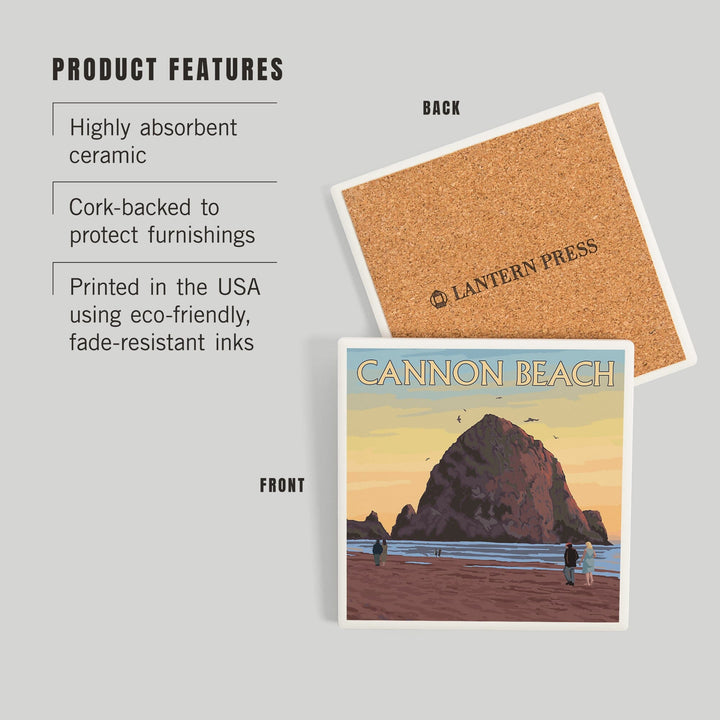 Cannon Beach, Oregon, Haystack Rock, Coasters Coasters Lantern Press 
