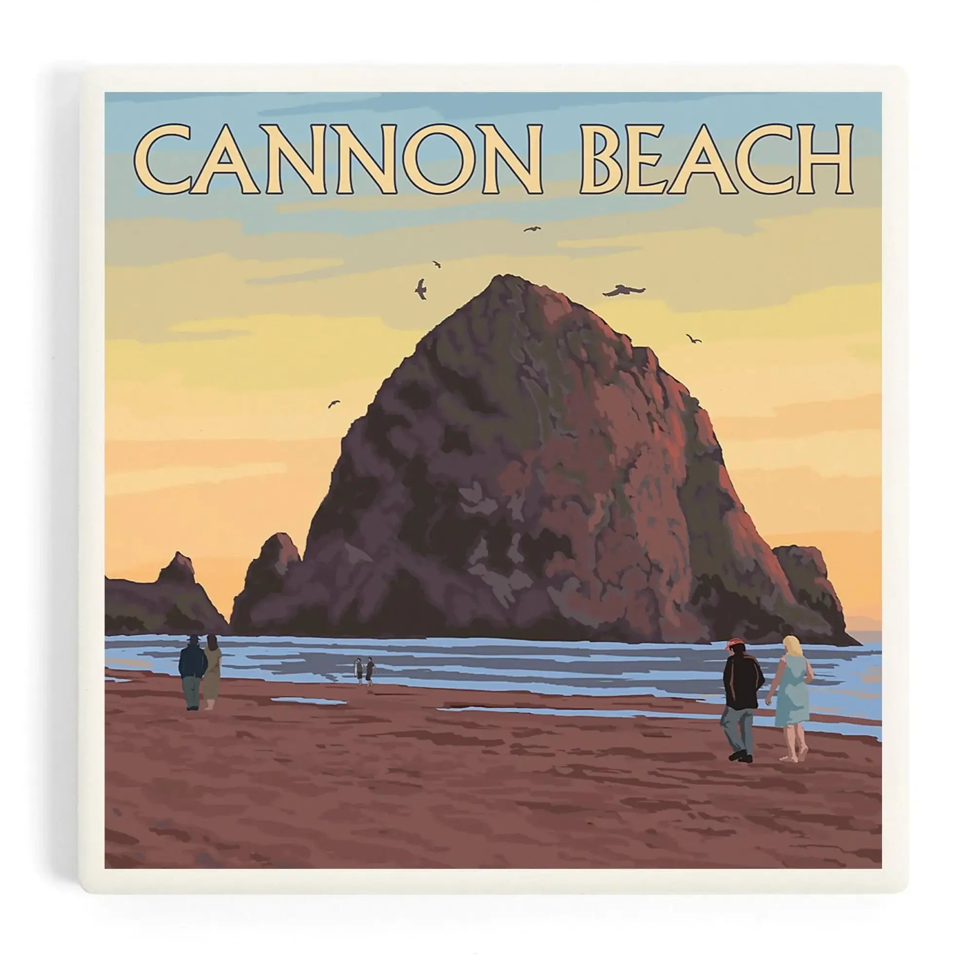 Cannon Beach, Oregon, Haystack Rock ceramic coaster set – Lantern