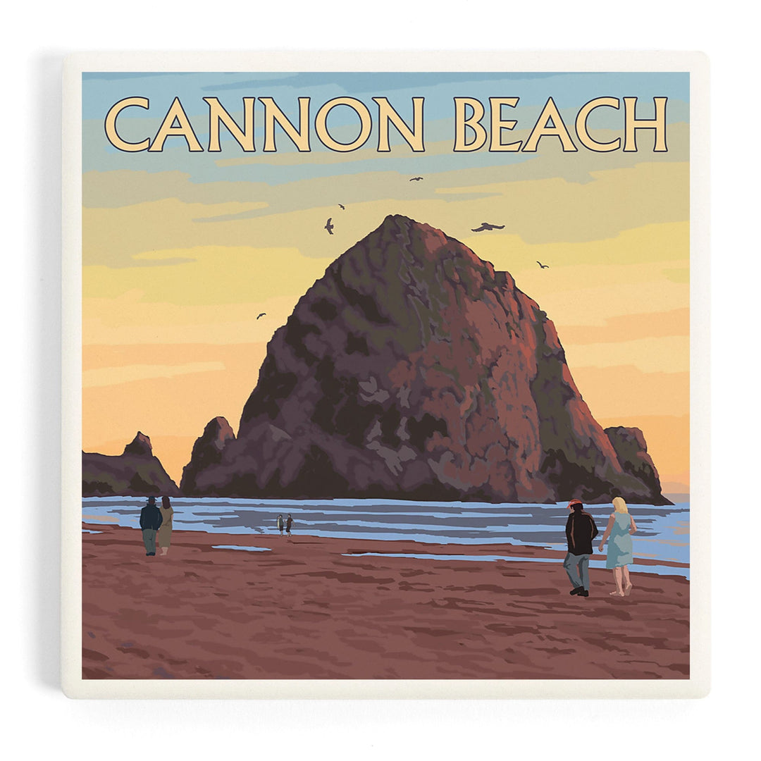 Cannon Beach, Oregon, Haystack Rock, Coasters Coasters Lantern Press 