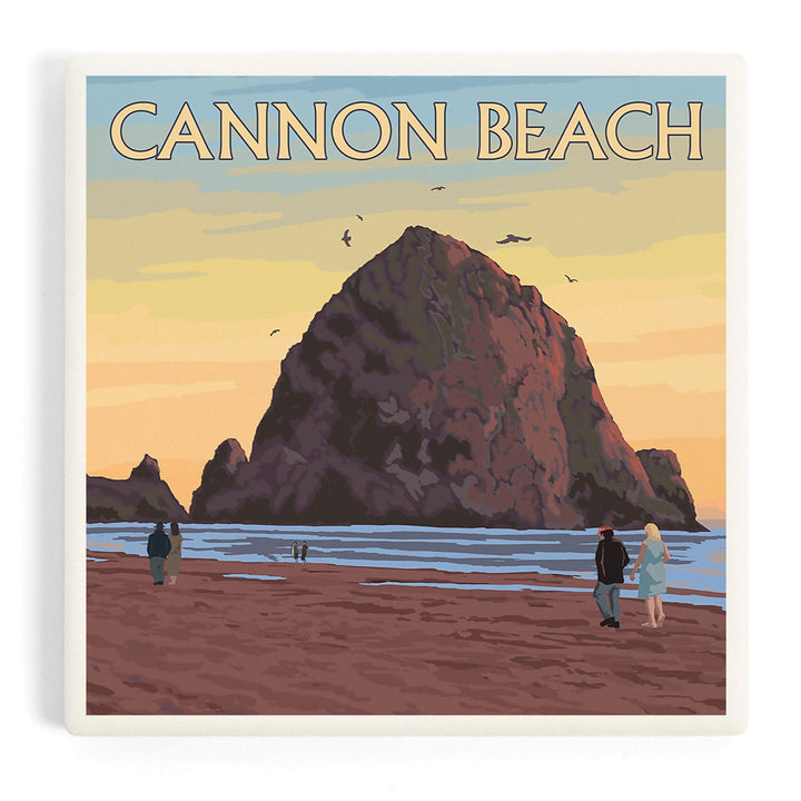 Cannon Beach, Oregon, Haystack Rock, Coasters Coasters Lantern Press 