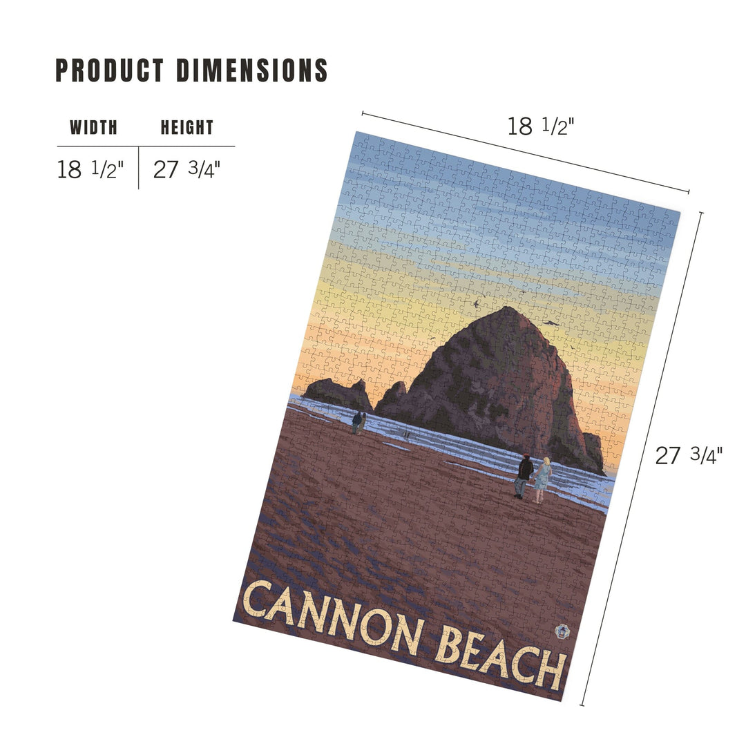 Cannon Beach, Oregon, Haystack Rock, Jigsaw Puzzle Puzzle Lantern Press 
