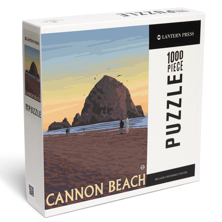 Cannon Beach, Oregon, Haystack Rock, Jigsaw Puzzle Puzzle Lantern Press 
