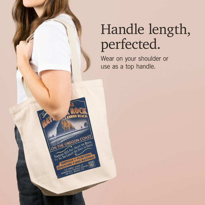 Cannon Beach, Oregon, Haystack Rock Vintage Sign, Tote Bag Totes Lantern Press 