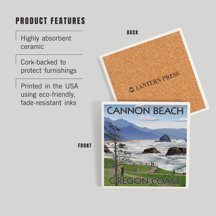 Cannon Beach, Oregon, Oregon Coast View, Coasters Coasters Lantern Press 