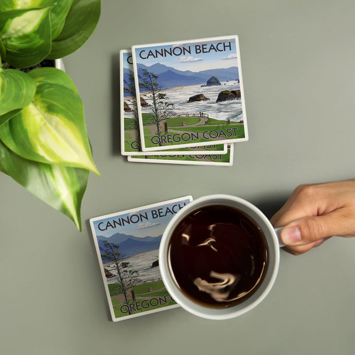 Cannon Beach, Oregon, Oregon Coast View, Coasters Coasters Lantern Press 