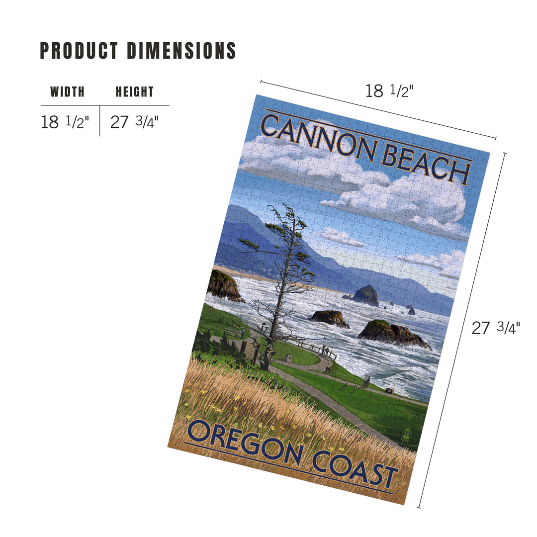 Cannon Beach, Oregon, Oregon Coast View, Jigsaw Puzzle Puzzle Lantern Press 