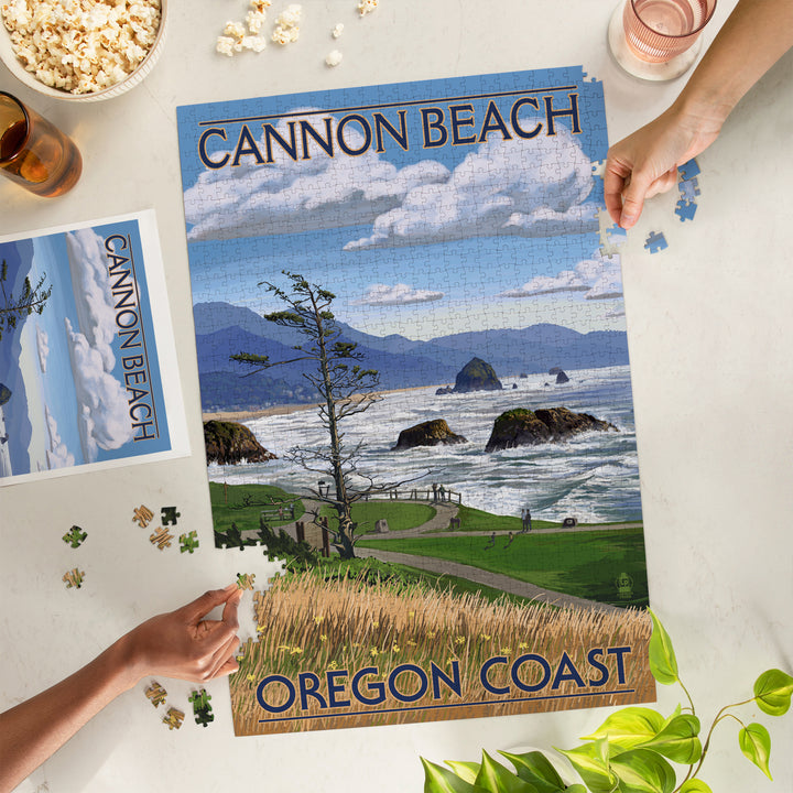 Cannon Beach, Oregon, Oregon Coast View, Jigsaw Puzzle Puzzle Lantern Press 