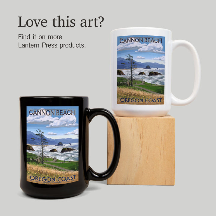 Cannon Beach, Oregon, Oregon Coast View, Lantern Press Artwork, Ceramic Mug - Lantern Press