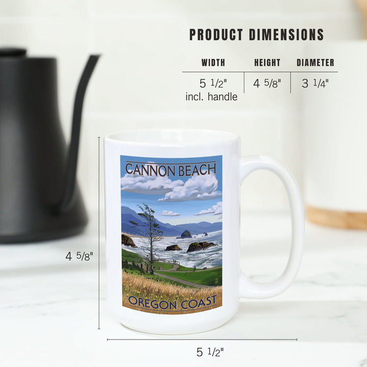 Cannon Beach, Oregon, Oregon Coast View, Lantern Press Artwork, Ceramic Mug - Lantern Press