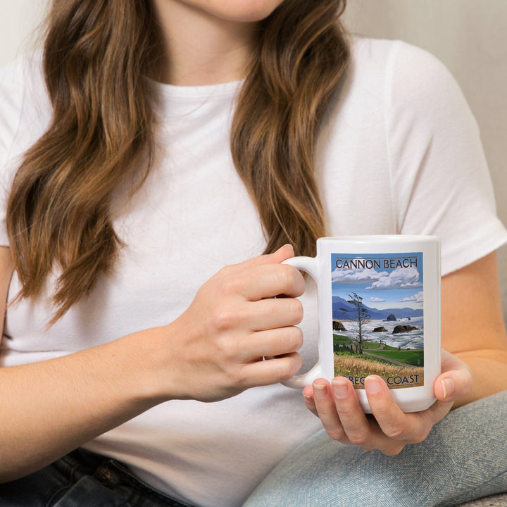 Cannon Beach, Oregon, Oregon Coast View, Lantern Press Artwork, Ceramic Mug - Lantern Press