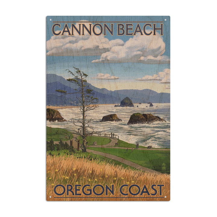 Cannon Beach, Oregon, Oregon Coast View, Lantern Press Artwork, Wood Signs and Postcards - Lantern Press