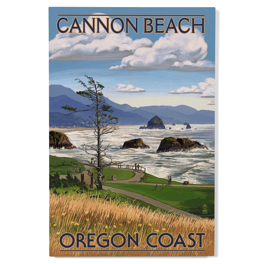 Cannon Beach, Oregon, Oregon Coast View, Lantern Press Artwork, Wood Signs and Postcards - Lantern Press