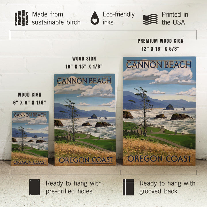 Cannon Beach, Oregon, Oregon Coast View, Lantern Press Artwork, Wood Signs and Postcards - Lantern Press