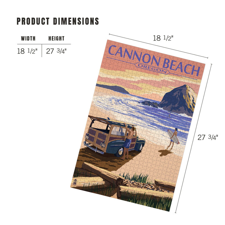 Cannon Beach, Oregon, Woody and Haystack Rock, Jigsaw Puzzle Puzzle Lantern Press 