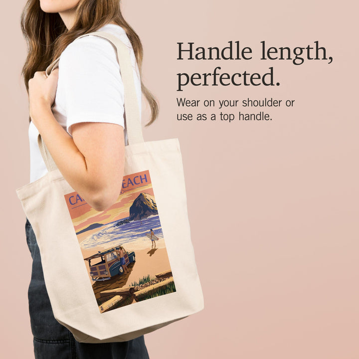 Cannon Beach, Oregon, Woody and Haystack Rock, Tote Bag Totes Lantern Press 