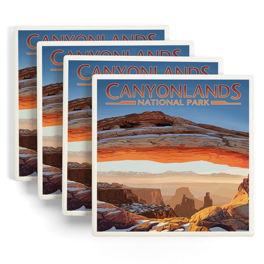 Canyonlands National Park, Utah, Arch, Painterly Series, Lantern Press Artwork, Coaster Set - Lantern Press