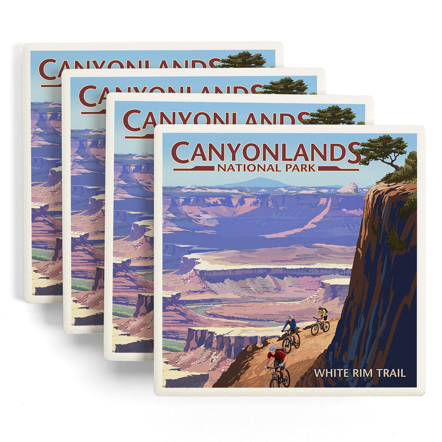 Canyonlands National Park, Utah, Conflunce & Bikers, Lantern Press Artwork, Coaster Set - Lantern Press