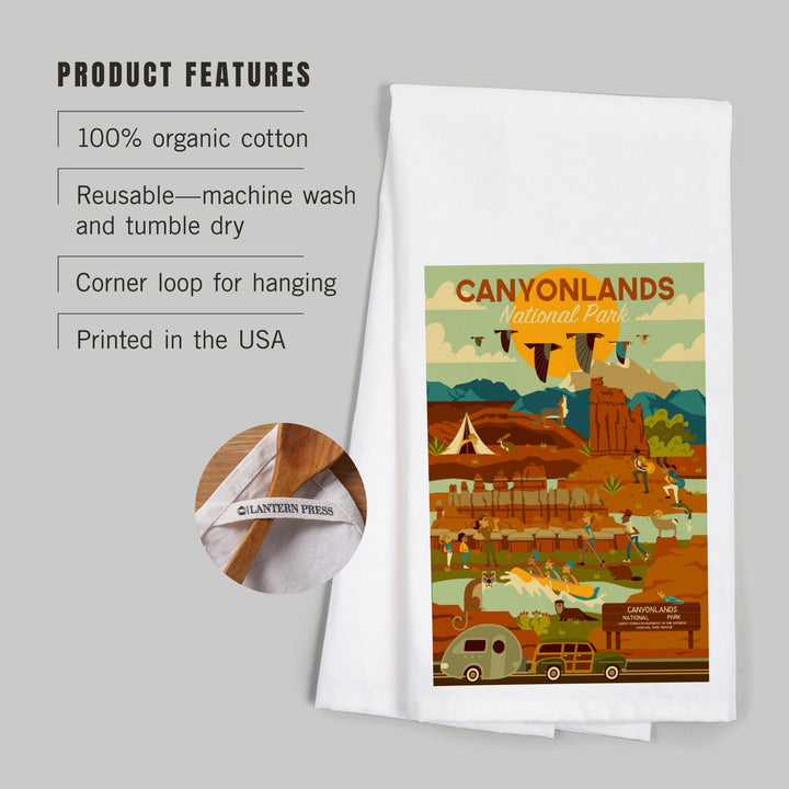 Canyonlands National Park, Utah, Geometric National Park Series, Organic Cotton Kitchen Tea Towels Kitchen Lantern Press 