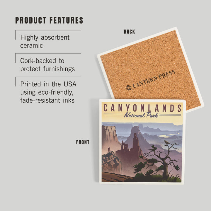 Canyonlands National Park, Utah, Lithograph National Park Series, Coasters Coasters Lantern Press 