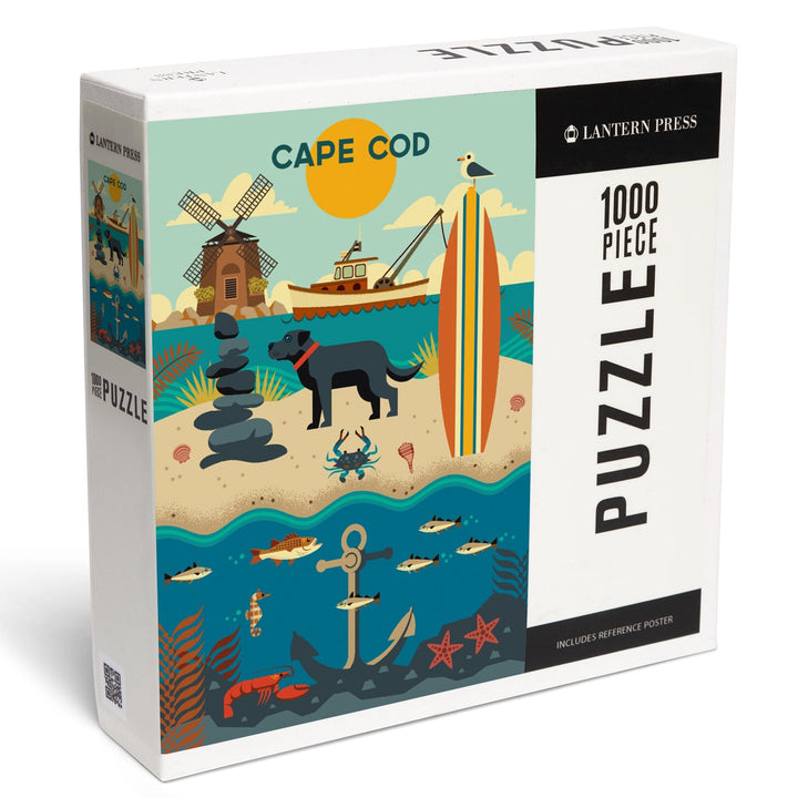 Cape Cod, Beach Geometric, Jigsaw Puzzle Puzzle Lantern Press 