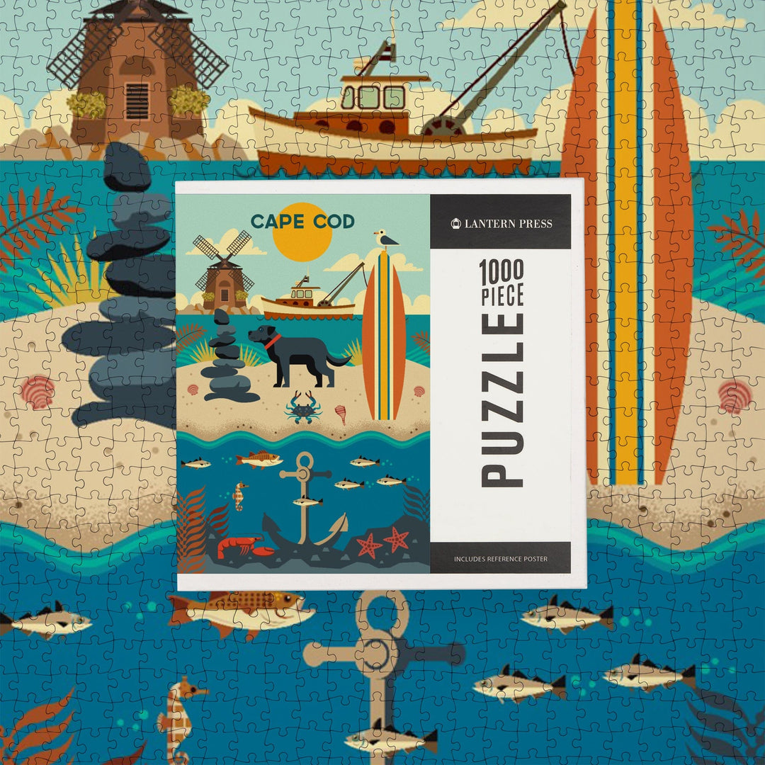Cape Cod, Beach Geometric, Jigsaw Puzzle Puzzle Lantern Press 