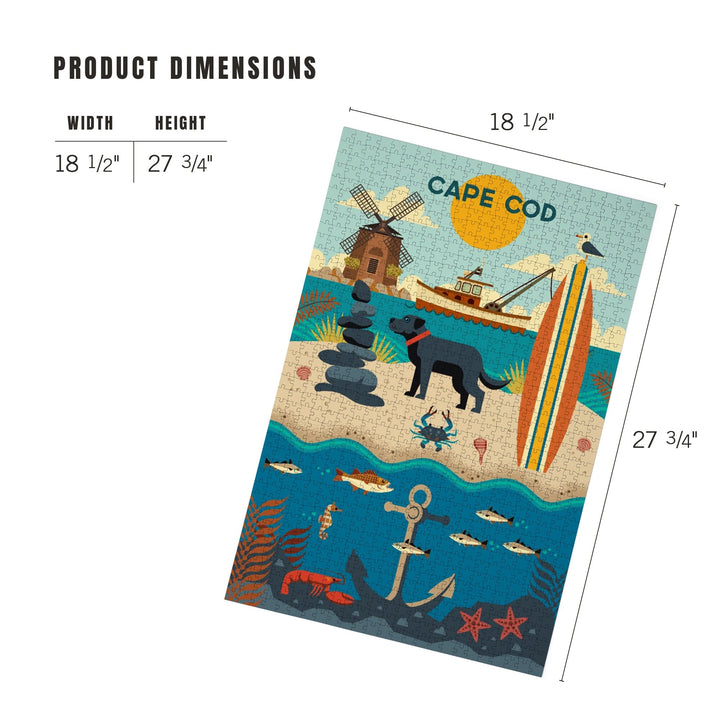 Cape Cod, Beach Geometric, Jigsaw Puzzle Puzzle Lantern Press 
