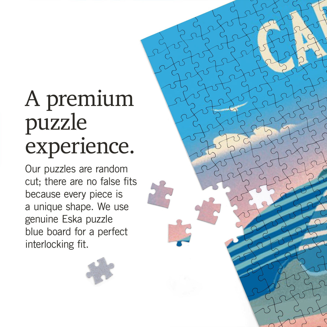 Cape Cod, Massachusetts, Beach Chair and Umbrella, Jigsaw Puzzle Puzzle Lantern Press 