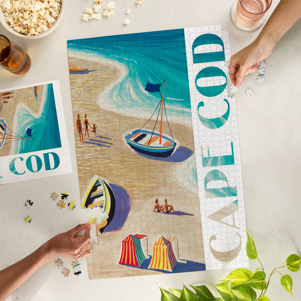 Cape Cod, Massachusetts, Beach Scene, Jigsaw Puzzle Puzzle Lantern Press 