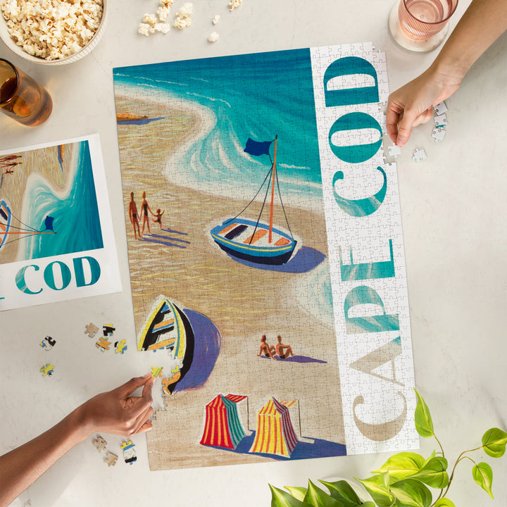 Cape Cod, Massachusetts, Beach Scene, Jigsaw Puzzle Puzzle Lantern Press 