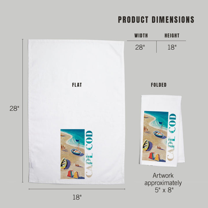 Cape Cod, Massachusetts, Beach Scene, Organic Cotton Kitchen Tea Towels Kitchen Lantern Press 