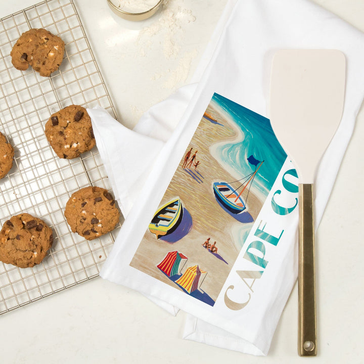 Cape Cod, Massachusetts, Beach Scene, Organic Cotton Kitchen Tea Towels Kitchen Lantern Press 