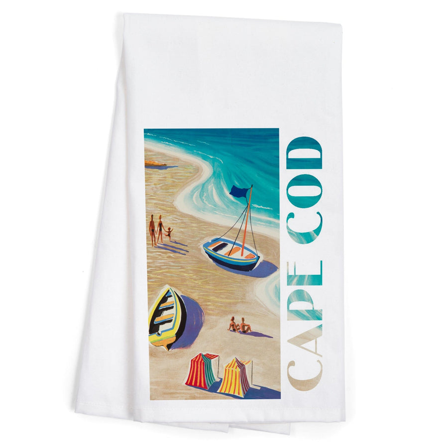 Cape Cod, Massachusetts, Beach Scene, Organic Cotton Kitchen Tea Towels Kitchen Lantern Press 