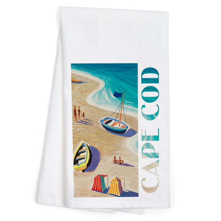 Cape Cod, Massachusetts, Beach Scene, Organic Cotton Kitchen Tea Towels Kitchen Lantern Press 