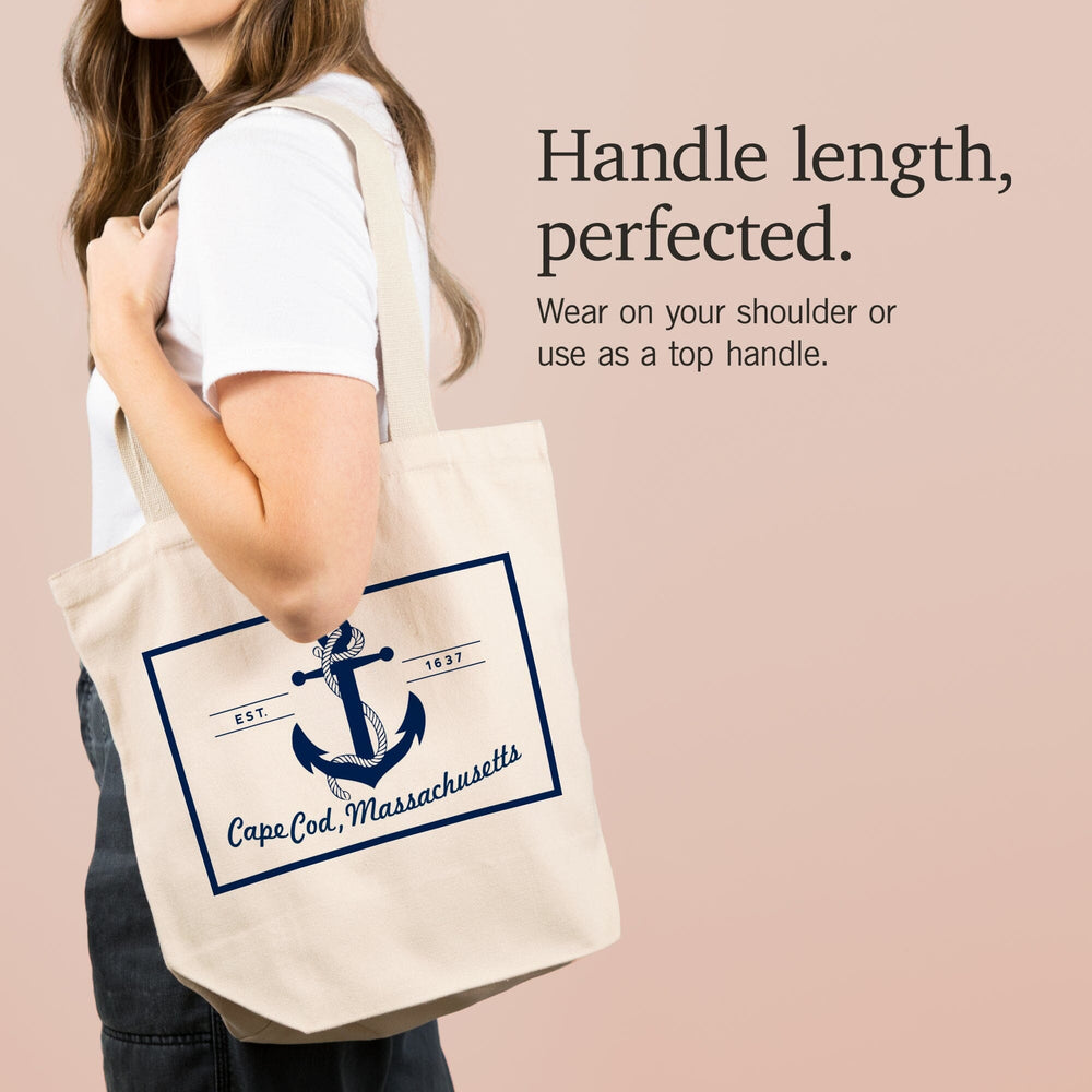 Cape Cod, Massachusetts, Blue and White Anchor, Tote Bag Totes Lantern Press 