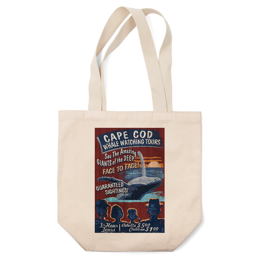Cape Cod, Massachusetts, Blue Whale Watching Vintage Sign, Lantern Press Artwork, Tote Bag Totes Lantern Press 