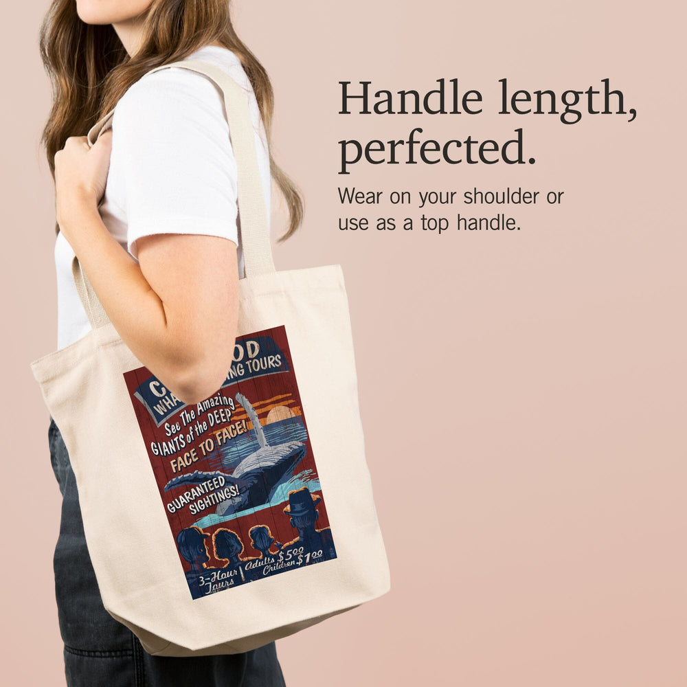 Cape Cod, Massachusetts, Blue Whale Watching Vintage Sign, Tote Bag Totes Lantern Press 