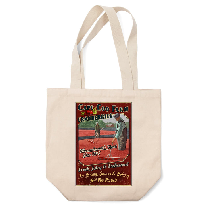 Cape Cod, Massachusetts, Cranberry Vintage Sign, Tote Bag Totes Lantern Press 