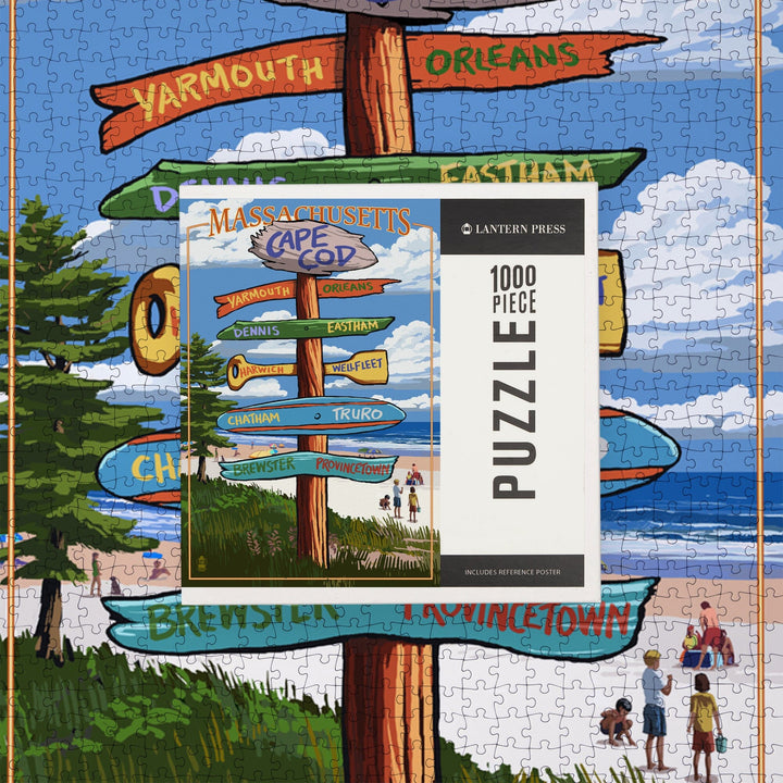 Cape Cod, Massachusetts, Destinations Sign (Version 2), Jigsaw Puzzle Puzzle Lantern Press 