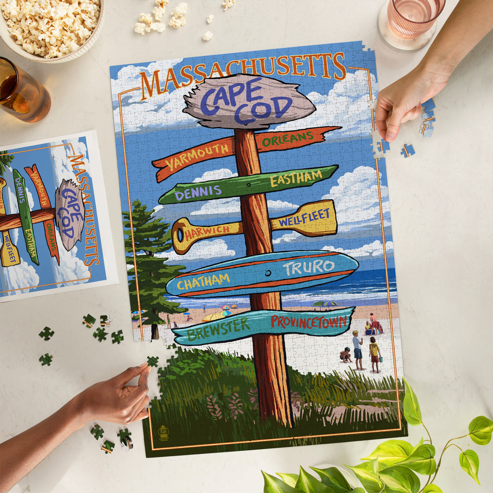 Cape Cod, Massachusetts, Destinations Sign (Version 2), Jigsaw Puzzle Puzzle Lantern Press 