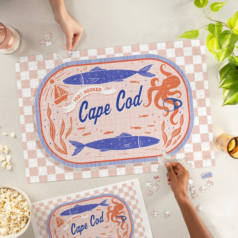 Cape Cod, Massachusetts, Dockside Series, 100% Hooked, Jigsaw Puzzle Puzzle Lantern Press 