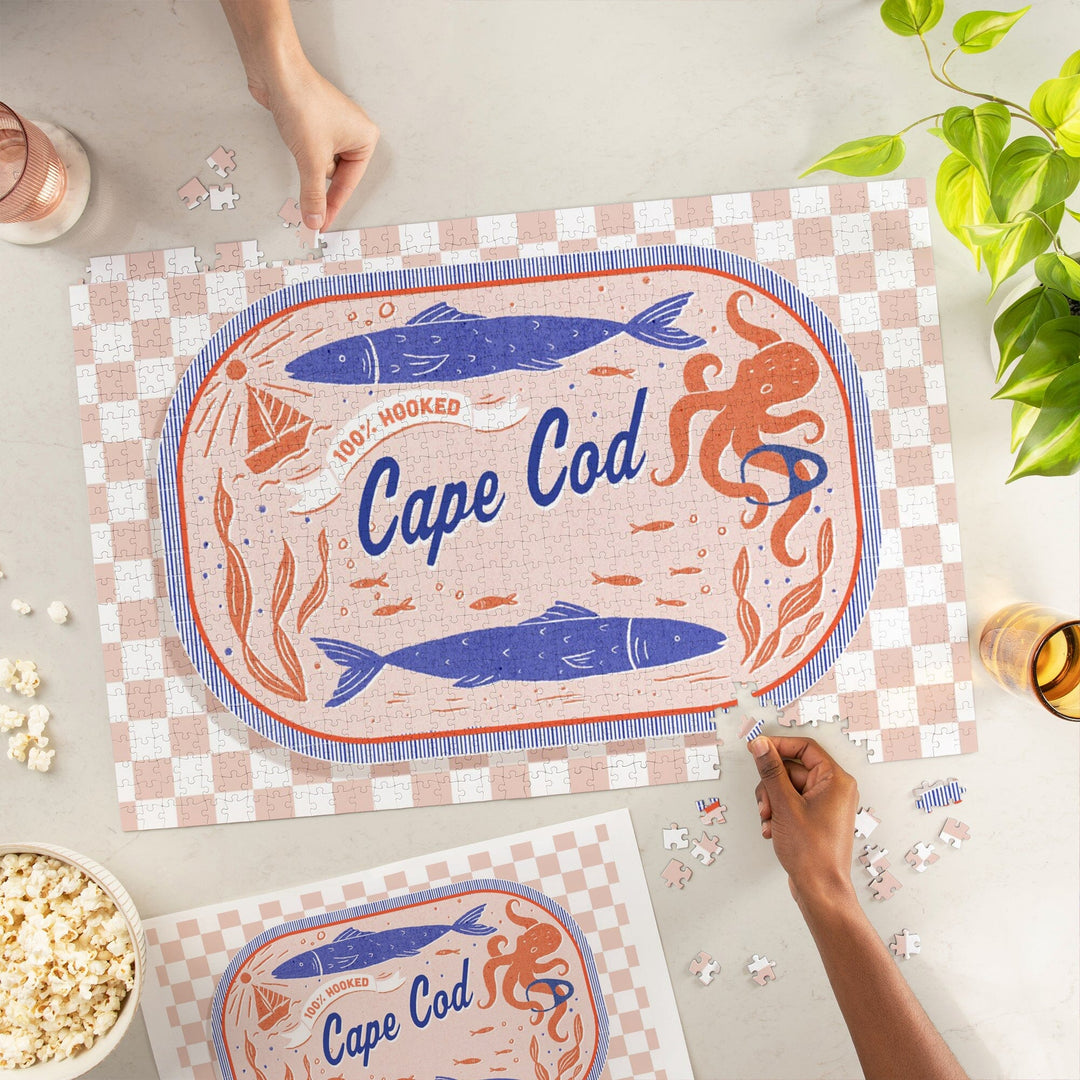 Cape Cod, Massachusetts, Dockside Series, 100% Hooked, Jigsaw Puzzle Puzzle Lantern Press 
