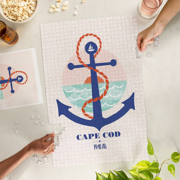 Cape Cod, Massachusetts, Dockside Series, Anchor, Jigsaw Puzzle - Lantern Press