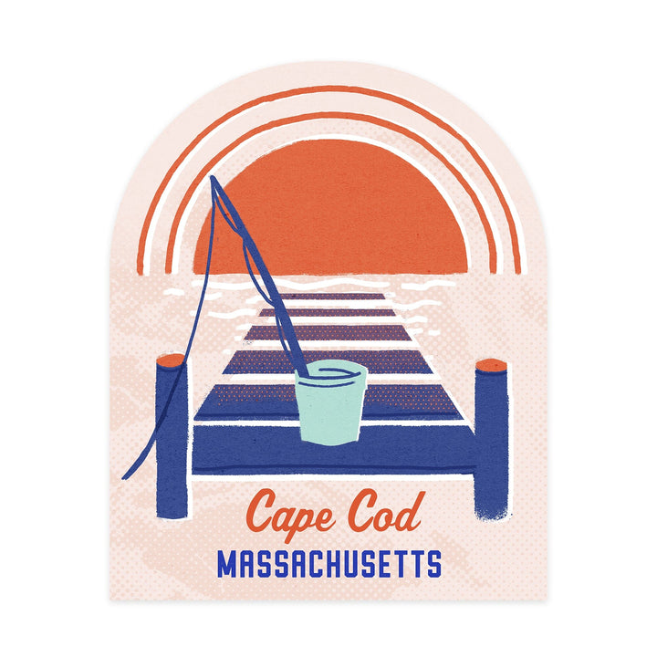 Cape Cod, Massachusetts, Dockside Series, Dock, Contour, Vinyl Sticker Sticker Lantern Press 