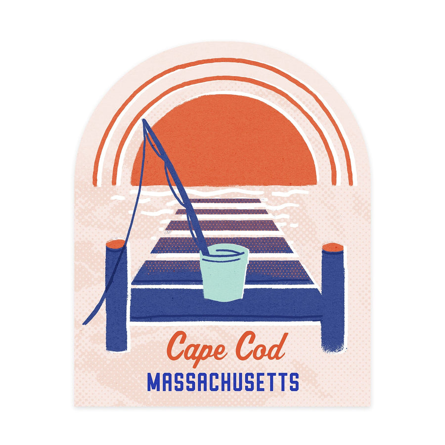 Cape Cod, Massachusetts, Dockside Series, Dock, Contour, Vinyl Sticker Sticker Lantern Press 