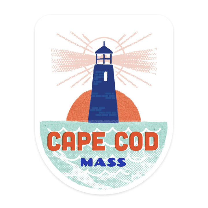 Cape Cod, Massachusetts, Dockside Series, Lighthouse, Contour, Vinyl Sticker - Lantern Press