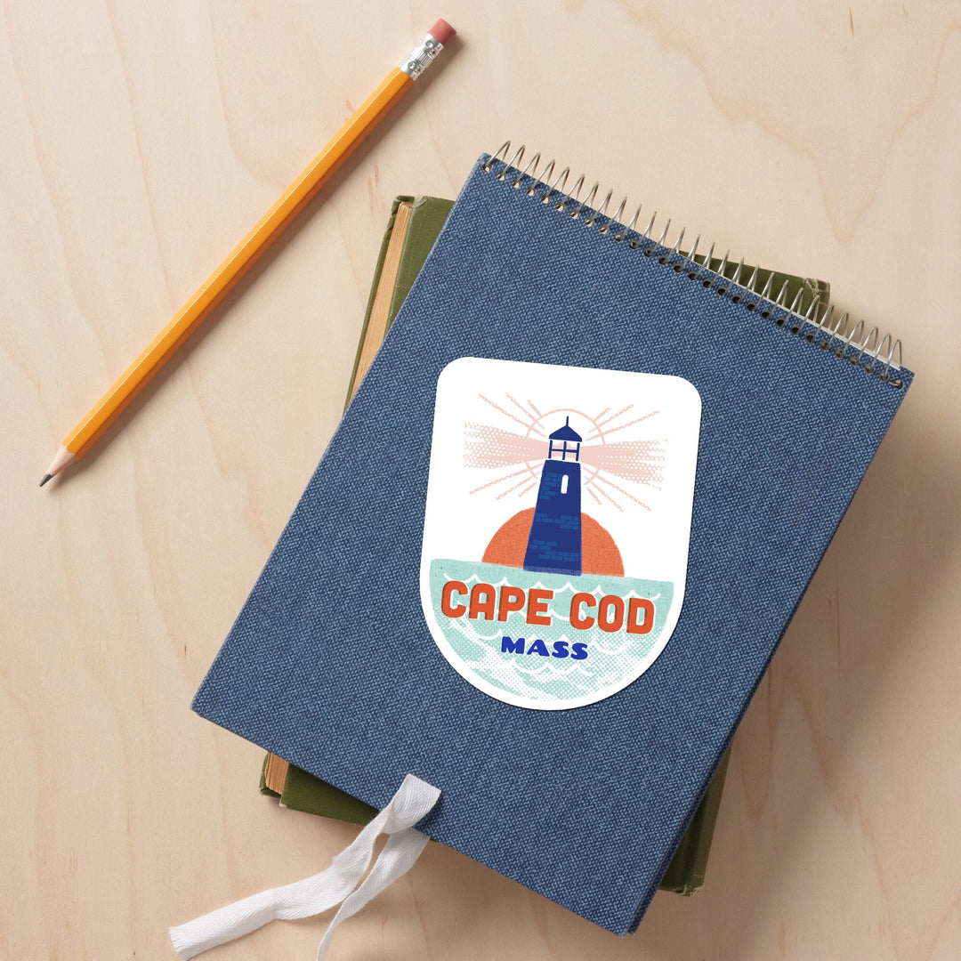 Cape Cod, Massachusetts, Dockside Series, Lighthouse, Contour, Vinyl Sticker - Lantern Press