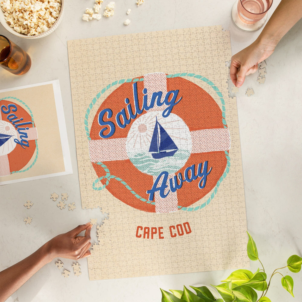 Cape Cod, Massachusetts, Dockside Series, Sailing Away, Jigsaw Puzzle Puzzle Lantern Press 