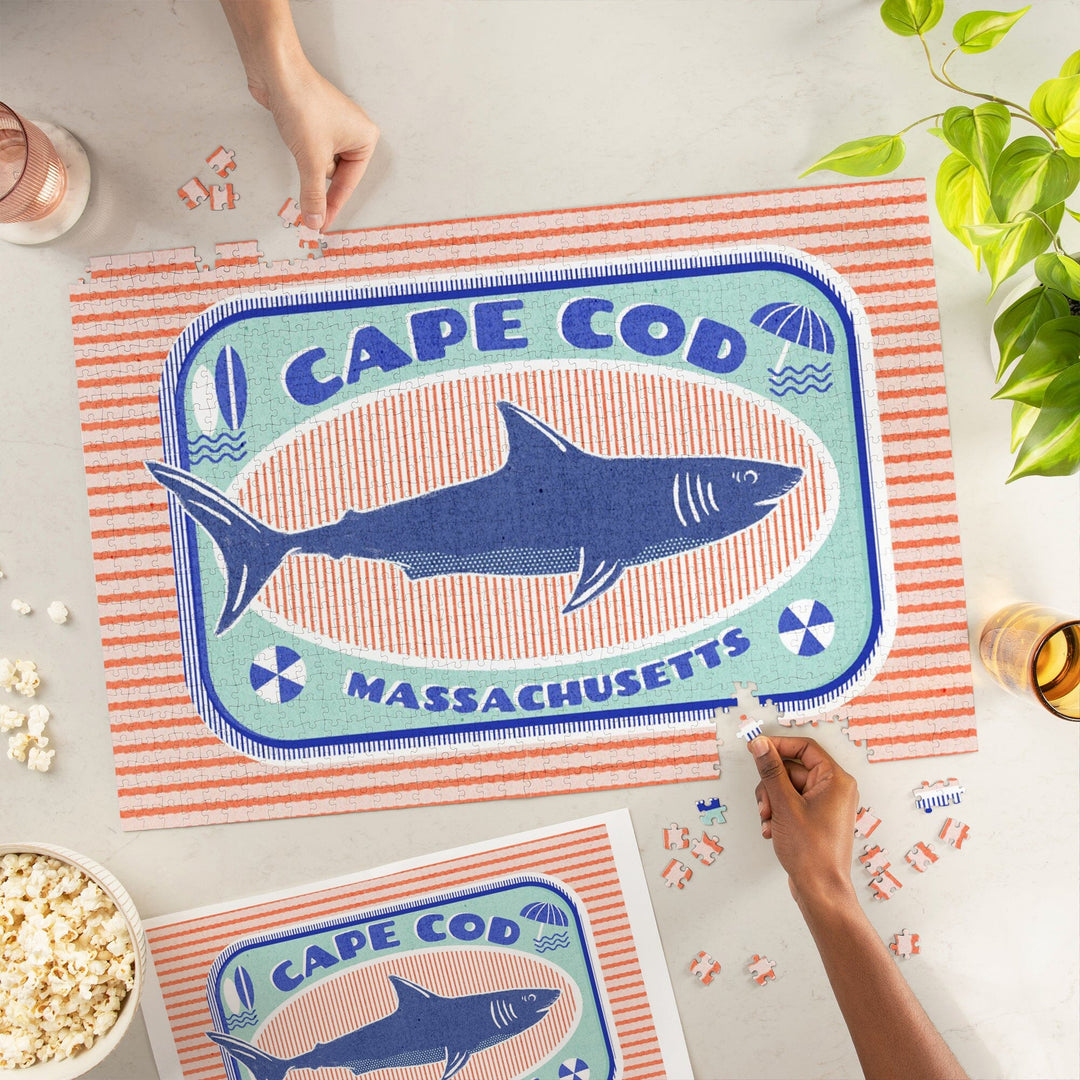 Cape Cod, Massachusetts, Dockside Series, Shark, Jigsaw Puzzle - Lantern Press