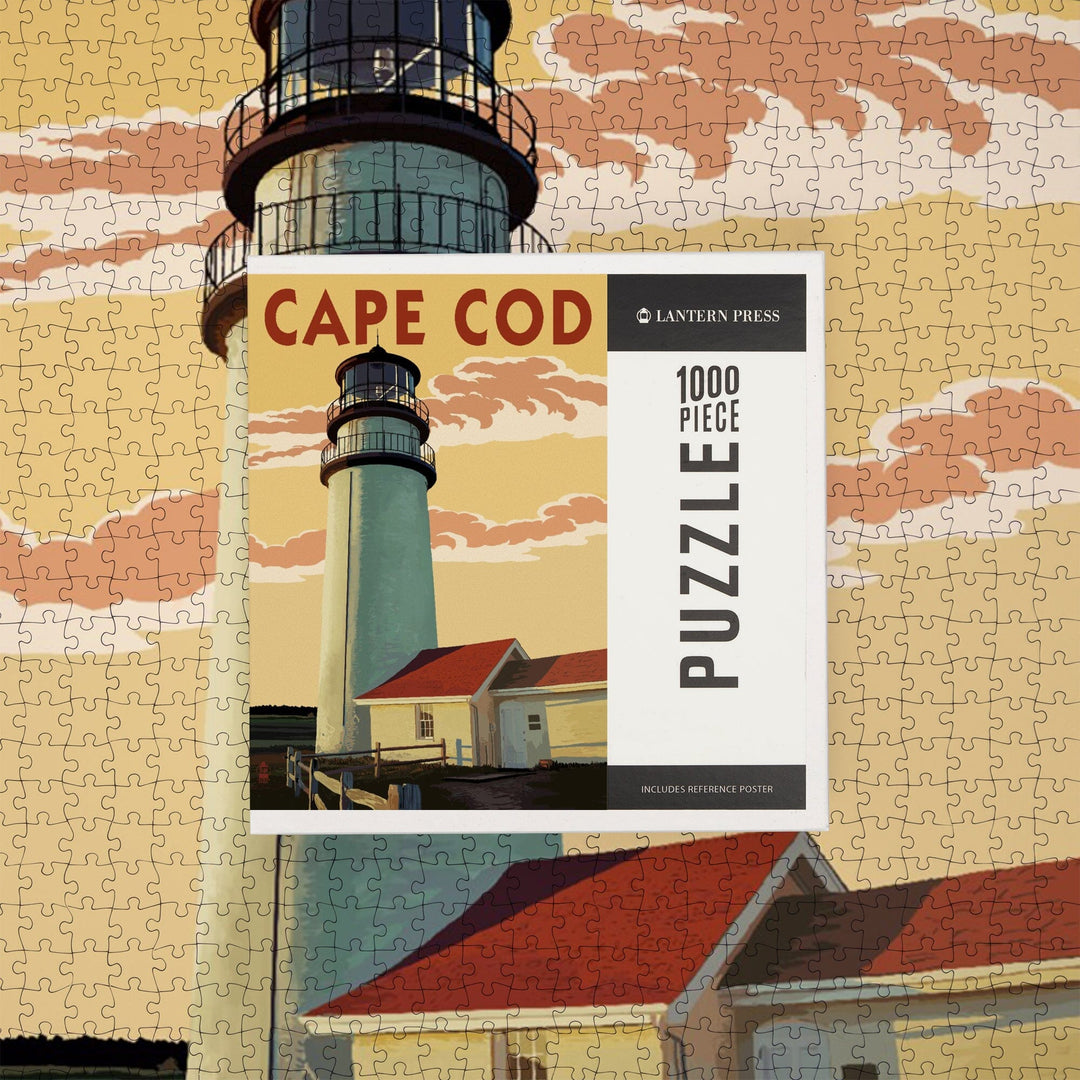 Cape Cod, Massachusetts, Lighthouse, Jigsaw Puzzle Puzzle Lantern Press 